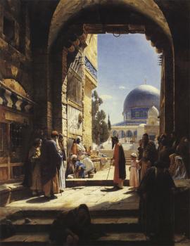 古斯塔夫 鮑恩芬德 At the Entrance to the Temple Mount, Jerusalem 古斯塔夫 鮑恩芬德 At the Entrance to the Temple Mount, Jerusalem